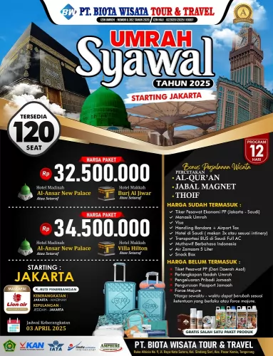 PAKET UMRAH SYAWAL GRATIS WISATA PERCETAKAN ALQURAN JABAL MAGNET DAN THAIF